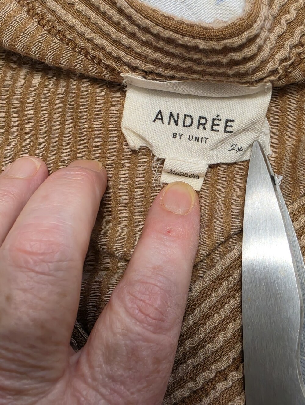 Andree Brown Ribbed Top 2X Short Sleeve Comfy - Picture 5 of 6